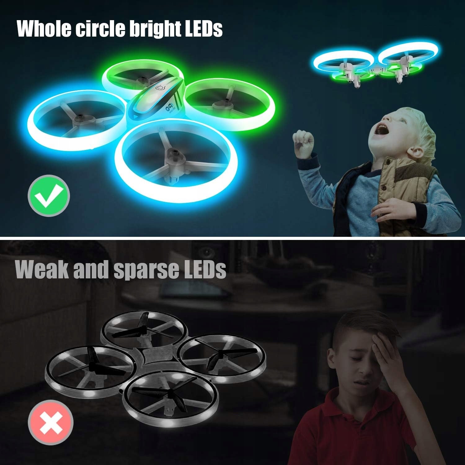 Hasakee Q9s dron dla dzieci świetlny quadkopter z dodatkowymi funkcjami