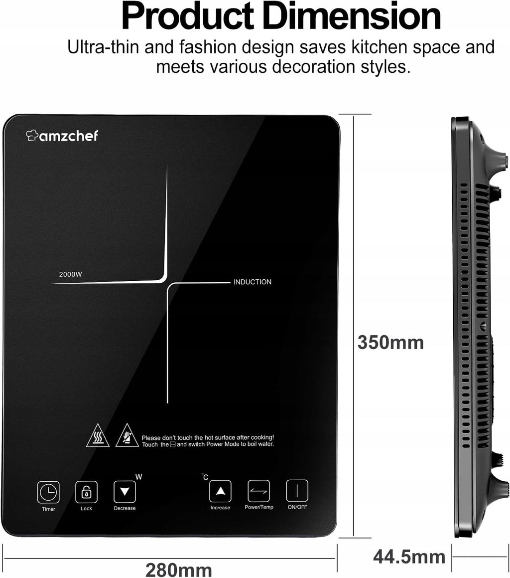 AMZCHEF Płyta indukcyjna, 2000W Single Induction Hob kuchenka przenośna
