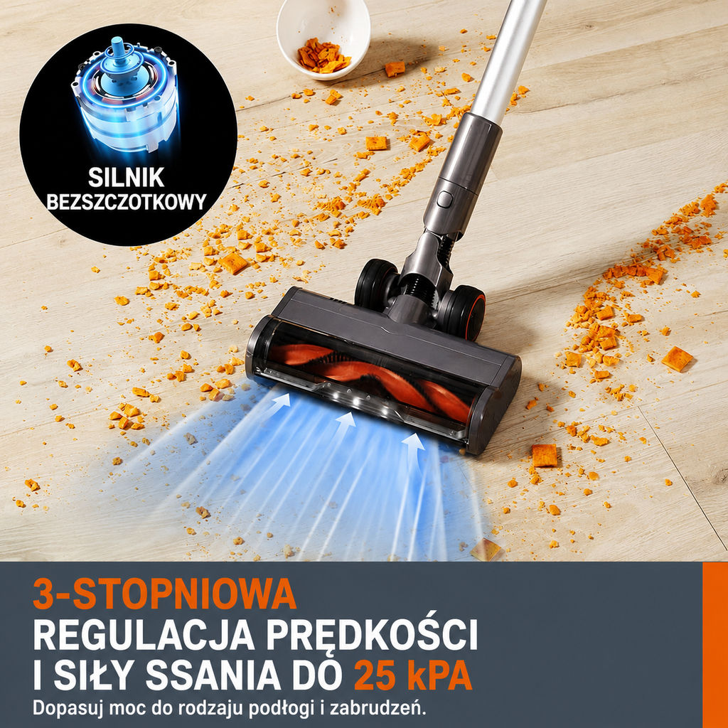 Odkurzacz Bezprzewodowy WORX WX038 20V 25kPa 2 Akumulatory LED